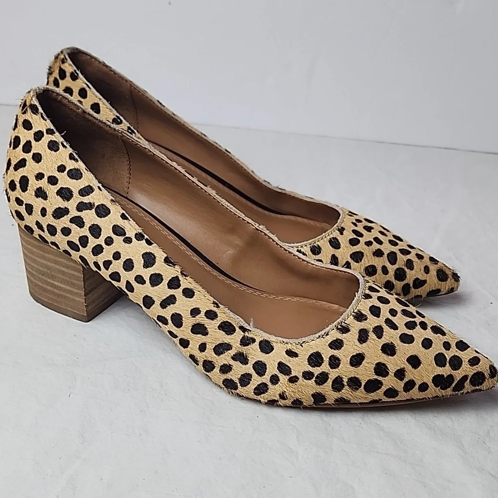 Crown Vintage Juryan Pump Leopard Print Leather Upper 2" Block Heel Size 6 - Picture 3 of 8
